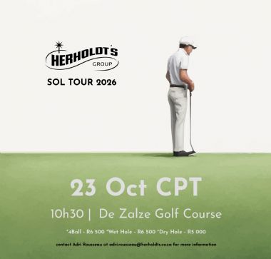 HG Sol Tour - CPT - Tee Off with Herholdt's SOL Tour 2026!

This national series of golf days is designed to bring together key suppliers, valued clients, and industry stakeholders for meaningful relationship-building and brand exposure.

Join us in setting the stage for a year of connection, competition, and collaboration.